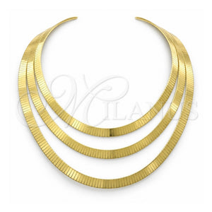 Gargantilla Basica 04.63.1165.18 Oro Laminado, Diseño de Herringbone, Pulido, Tono Dorado (Grosor 08 MM, 18 Pulgadas de Largo)