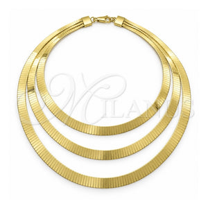 Gargantilla Basica 04.63.1165.16 Oro Laminado, Diseño de Herringbone, Pulido, Tono Dorado (Grosor 08 MM, 16 Pulgadas de Largo)
