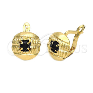 Arete Gancho Frances 5.127.046.1 Oro Laminado, con Negro Zirconia Cubica, Diamantado, Tono Dorado