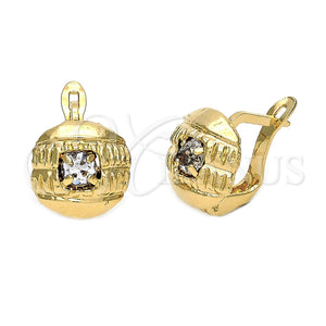 Arete Gancho Frances 5.127.046.2 Oro Laminado, con Blanca Zirconia Cubica, Diamantado, Tono Dorado