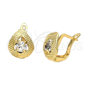 Arete Gancho Frances 5.127.047.2 Oro Laminado, Diseño de Gota, con Blanca Zirconia Cubica, Diamantado, Tono Dorado
