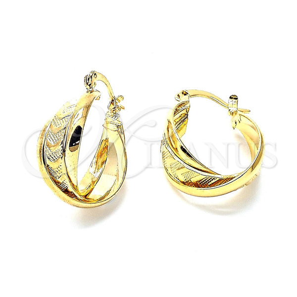 Argolla Pequeña 5.159.003 Oro Laminado, Diseño de Torcido, Diamantado, Tono Dorado