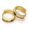 Argolla Huggie 02.65.2198.15 Oro Laminado, con Multicolor Zirconia Cubica, Pulido, Tono Dorado