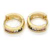 Argolla Huggie 02.65.2198.15 Oro Laminado, con Multicolor Zirconia Cubica, Pulido, Tono Dorado
