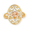 Anillo Elegante 5.175.009.07 Oro Laminado, Diseño de Flor y File, Diamantado, Tres Tonos (Size 7)