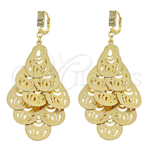 Arete Chandelier 5.069.003.1 Oro Laminado, Diseño de Gota, con Blanca Zirconia Cubica, Diamantado, Tono Dorado