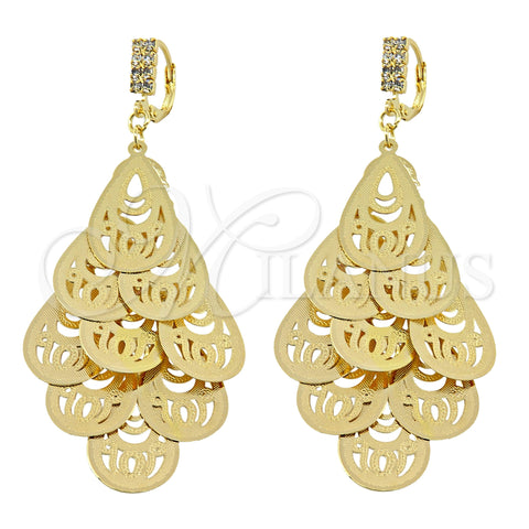 Arete Chandelier 5.069.003.1 Oro Laminado, Diseño de Gota, con Blanca Zirconia Cubica, Diamantado, Tono Dorado