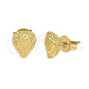 Arete Dormilona 02.100.0036 *PROMO* Oro Laminado, Diseño de Corazón, Diamantado, Tono Dorado