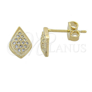Arete Dormilona 02.156.0006 Oro Laminado, Diseño de Gota, con Blanca Micro Pave, Pulido, Tono Dorado