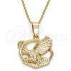 Dije Elegante 5.180.003 Oro Laminado, Diseño de Águila, Diamantado, Tono Dorado