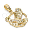 Dije Elegante 5.180.003 Oro Laminado, Diseño de Águila, Diamantado, Tono Dorado