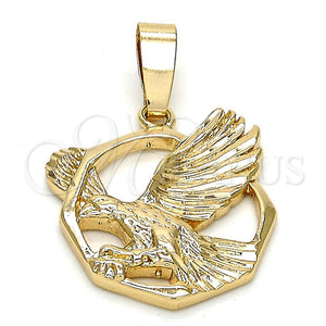 Dije Elegante 5.180.003 Oro Laminado, Diseño de Águila, Diamantado, Tono Dorado