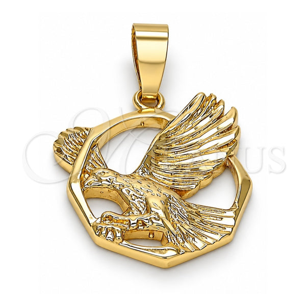 Dije Elegante 5.180.003 Oro Laminado, Diseño de Águila, Diamantado, Tono Dorado
