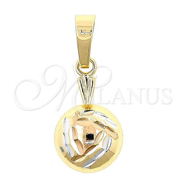 Dije Elegante 5.180.033 Oro Laminado, Diseño de Bambu, Diamantado, Tres Tonos