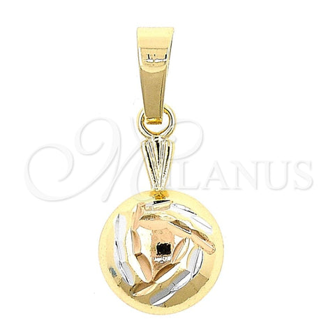 Dije Elegante 5.180.033 Oro Laminado, Diseño de Bambu, Diamantado, Tres Tonos