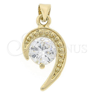 Dije Elegante 5.181.009 Oro Laminado, con Blanca Zirconia Cubica, Pulido, Tono Dorado