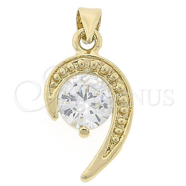 Dije Elegante 5.181.009 Oro Laminado, con Blanca Zirconia Cubica, Pulido, Tono Dorado