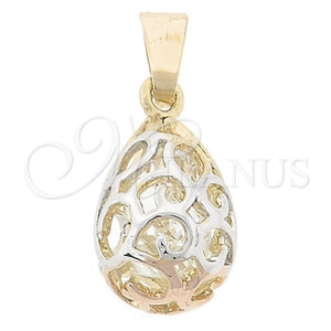 Dije Elegante 5.181.012 Oro Laminado, Diseño de Gota y File, con Blanca Zirconia Cubica, Pulido, Tres Tonos