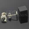 Arete Dormilona 02.156.0048 Oro Laminado, Diseño de Delfín, con Blanca Micro Pave, Pulido, Tono Dorado