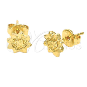Arete Dormilona 02.94.0016 *PROMO* Oro Laminado, Diseño de Flor, Pulido, Tono Dorado