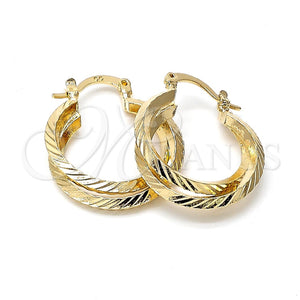 Argolla Pequeña 5.136.045 Oro Laminado, Diseño de Torcido, Diamantado, Tono Dorado