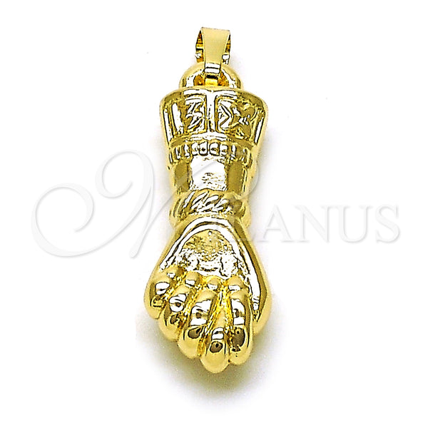 Dije Religioso 5.182.017 Oro Laminado, Diseño de Mano de Dios, Pulido, Tono Dorado