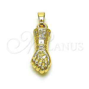 Dije Religioso 5.182.018 Oro Laminado, Diseño de Mano de Dios, Pulido, Tono Dorado