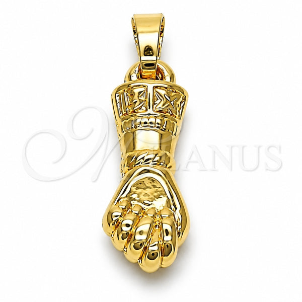 Dije Religioso 5.182.018 Oro Laminado, Diseño de Judaica y Mano de Dios, Pulido, Tono Dorado