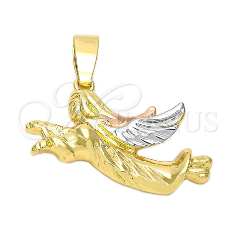 Dije Religioso 5.182.029 Oro Laminado, Diseño de Cruz, Diamantado, Tres Tonos