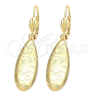 Arete Colgante 5.072.011.1 Oro Laminado, Diseño de Gota, Pulido, Tono Dorado