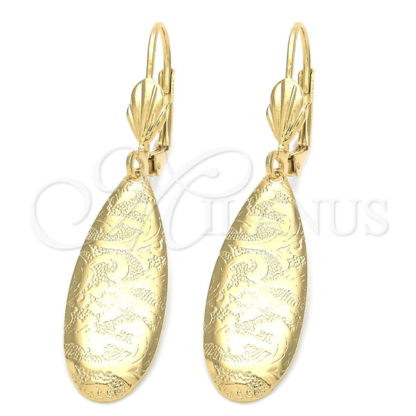 Arete Colgante 5.072.011.1 Oro Laminado, Diseño de Gota, Pulido, Tono Dorado