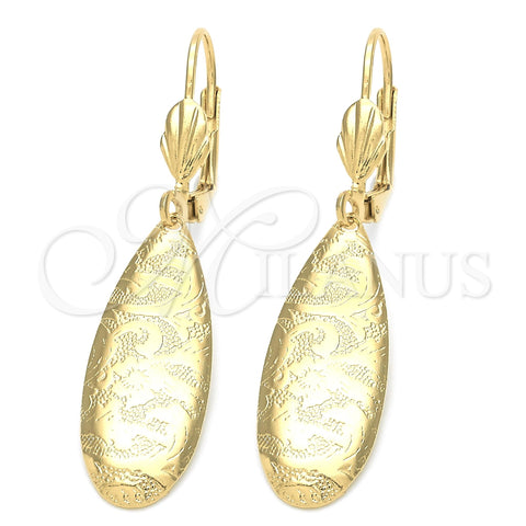 Arete Colgante 5.072.011.1 Oro Laminado, Diseño de Gota, Pulido, Tono Dorado