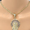 Dije Religioso 5.187.004 Oro Laminado, Diseño de Jesus, Diamantado, Tres Tonos
