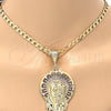 Dije Religioso 5.187.004 Oro Laminado, Diseño de Jesus, Diamantado, Tres Tonos