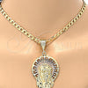 Dije Religioso 5.187.004 Oro Laminado, Diseño de Jesus, Diamantado, Tres Tonos