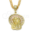 Dije Religioso 5.187.004 Oro Laminado, Diseño de Jesus, Diamantado, Tres Tonos