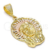 Dije Religioso 5.187.004 Oro Laminado, Diseño de Jesus, Diamantado, Tres Tonos