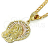 Dije Religioso 5.187.004 Oro Laminado, Diseño de Jesus, Diamantado, Tres Tonos