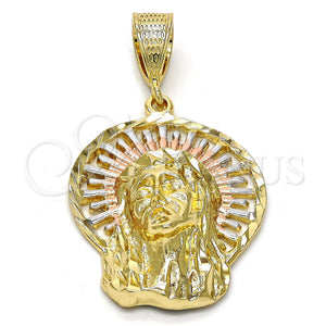 Dije Religioso 5.187.004 Oro Laminado, Diseño de Jesus, Diamantado, Tres Tonos