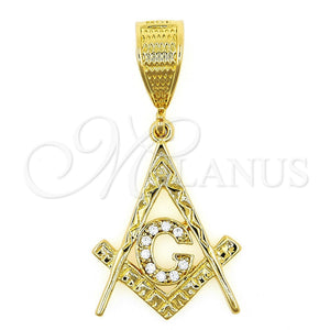 Dije Religioso 5.187.018 Oro Laminado, Diseño de Estrella de Davi, con Blanca Zirconia Cubica, Pulido, Tono Dorado