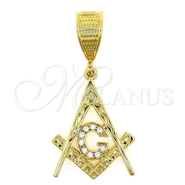 Dije Religioso 5.187.018 Oro Laminado, Diseño de Estrella de Davi, con Blanca Zirconia Cubica, Pulido, Tono Dorado