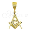 Dije Religioso 5.187.018 Oro Laminado, Diseño de Estrella de Davi, con Blanca Zirconia Cubica, Pulido, Tono Dorado