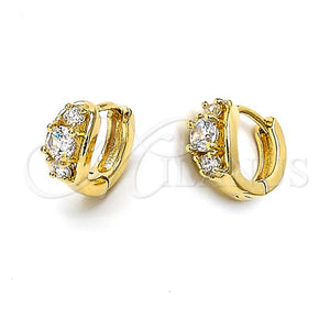 Argolla Huggie 5.130.006.1 Oro Laminado, con Blanca Zirconia Cubica, Pulido, Tono Dorado