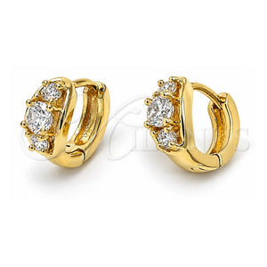 Argolla Huggie 5.130.006.1 Oro Laminado, con Zirconia Cubica Blanca, Pulido, Tono Dorado