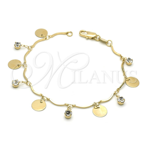 Pulsera de Dije 03.63.1065.07 Oro Laminado, con Blanca Zirconia Cubica, Diamantado, Tono Dorado (0.80 Gauge, 7 Inches Length)