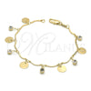 Pulsera de Dije 03.63.1065.07 Oro Laminado, con Blanca Zirconia Cubica, Diamantado, Tono Dorado (0.80 Gauge, 7 Inches Length)