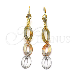 Arete Largo 02.63.2140 Oro Laminado, Diamantado, Tres Tonos