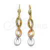 Arete Largo 02.63.2140 Oro Laminado, Diamantado, Tres Tonos