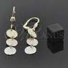 Arete Largo 02.63.2143 Oro Laminado, Diamantado, Tres Tonos
