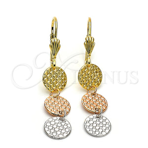 Arete Largo 02.63.2143 Oro Laminado, Diamantado, Tres Tonos
